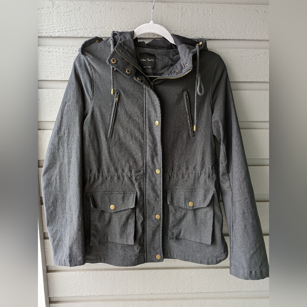 Eden Society Black Utility Jacket Casual Hood Womens Medium